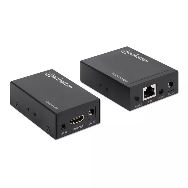 Manhattan HDMI 1080p cez Ethernet extender kit, až do 50 m s jedným Cat6 káblom, Tx- & Rx-moduly, podpora IR, trojročná záruka