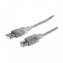 USB-A na USB-B kábel Manhattan 345408 5 m konektor samec na konektor samec strieborný