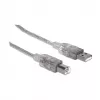 USB-A na USB-B kábel Manhattan 345408 5 m konektor samec na konektor samec strieborný