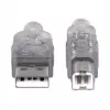USB-A na USB-B kábel Manhattan 345408 5 m konektor samec na konektor samec strieborný