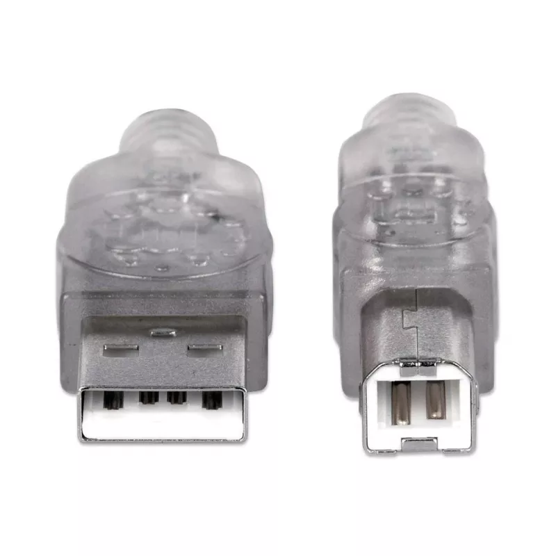 USB-A na USB-B kábel Manhattan 345408 5 m konektor samec na konektor samec strieborný