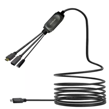 VivoLink PROUSBCHDMIUSB3-5 USB-C hub kábel s USB 3.0 a funkciou nabíjania, čierny