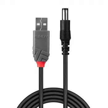 Adaptérový kábel USB-A konektor samec – DC 5,5/2,1 mm konektor samec Lindy 70268