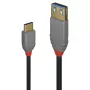 Lindy 0,15 m USB 3.2 Type-C na A adaptérový kábel, 10 Gbit/s, Anthra Line