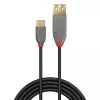 Lindy 36897 adaptérový kábel USB 2.0, USB-C samec na USB-A samica, Anthra Line, 0,15 m