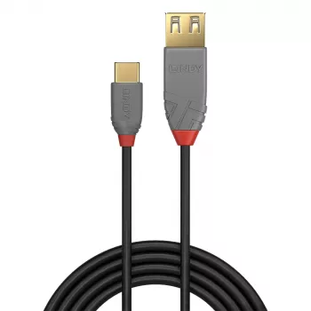 Lindy 0,15m USB 2.0 Type C na A adaptérový kábel, Anthra Line, 0,15 m, USB A, USB C, USB 2.0, 0,48 Gbit/s, čierny, sivý