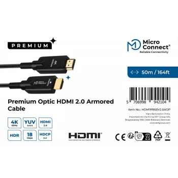 Microconnect HDM191950V2.0AOP HDMI kábel 50 m HDMI Type-A (štandard) čierny