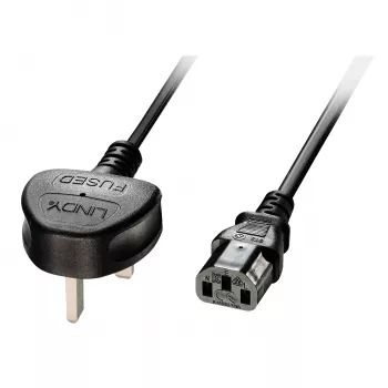 Lindy 5 m UK 3-pin konektor na IEC C13 napájací kábel, čierny, 5 m, C13 konektor samica