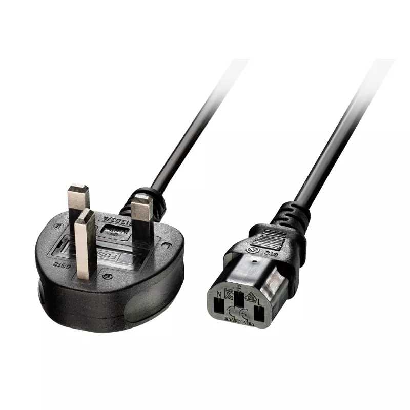 Lindy 5 m UK 3-pin konektor na IEC C13 napájací kábel, čierny, 5 m, C13 konektor samica