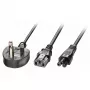Lindy 2,5 m UK 3-pin konektor na IEC C13 a IEC C5 rozbočovací predlžovací kábel, čierny