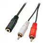 Lindy 0,25 m AV adaptérový kábel – 3,5-mm konektor samica na 2 x Cinch konektor samec