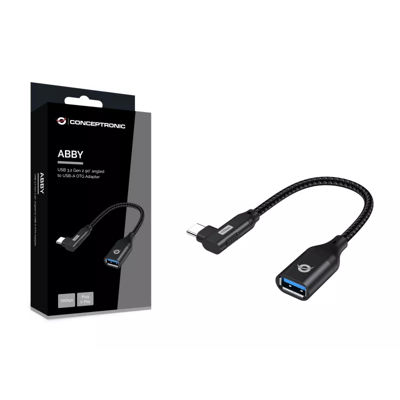 Conceptronic ABBY19B USB 3.2 Gen 2 90° zahnutý na USB-A OTG adaptér