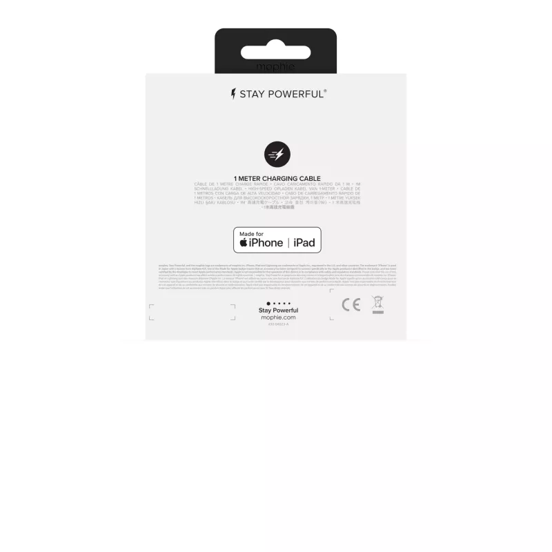 mophie nabíjací a synchronizačný kábel – USB-A na Micro/USB-C/LTG – 1 m – biely
