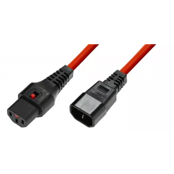 Microconnect MC-C13C14LOCK-1M sieťový kábel červený konektor samica C13 konektor samica C14