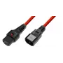 Napájací kábel MicroConnect MC-C13C14LOCK-2.5MR — IEC C13 na C14, s uzamykacím klipom, 2,5 m