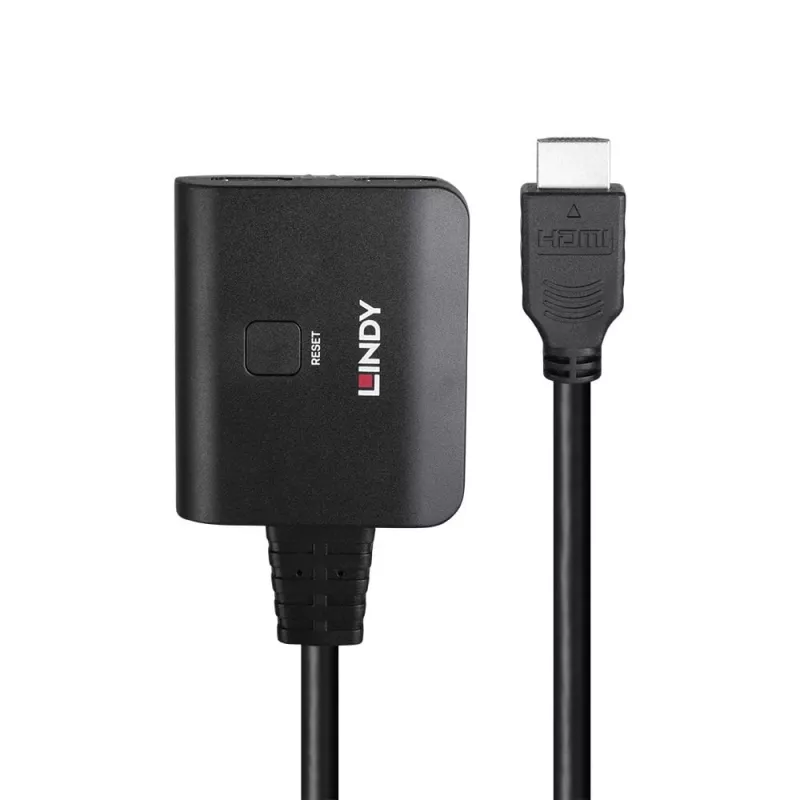 Lindy 2-port HDMI 4K60 splitter kábel čierny 3840x2160
