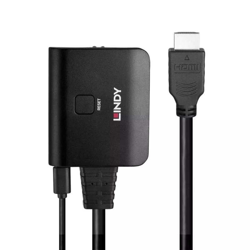 Lindy 2-port HDMI 4K60 splitter kábel čierny 3840x2160