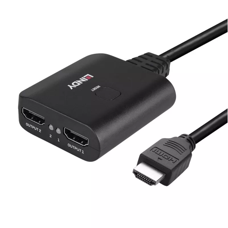 Lindy 2-port HDMI 4K60 splitter kábel čierny 3840x2160