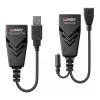 Lindy 100 m USB 2.0 Cat.6 extender, sieťový vysielač a prijímač, 100 m, 480 Mbit/s, Cat5e, Cat6, CH317Q, CH536G, čierny