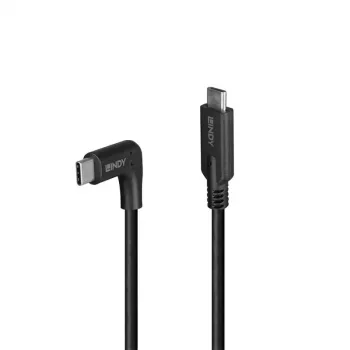 Lindy 0,5 m USB 3.2 kábel, USB-C rovný na USB-C zahnutý, 10 Gbit/s