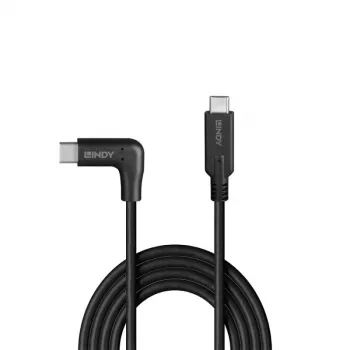 Lindy 0,5 m USB 3.2 kábel, USB-C rovný na USB-C zahnutý, 10 Gbit/s