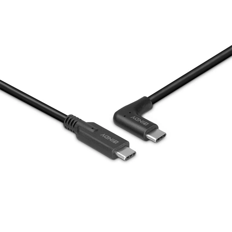 Lindy 0,5 m USB 3.2 kábel, USB-C rovný na USB-C zahnutý, 10 Gbit/s