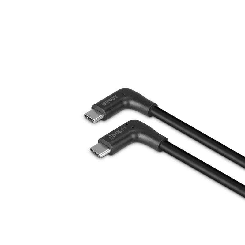 Lindy 1m USB 3.2 pravouhlý USB-C na pravouhlý USB-C kábel, 10Gbps