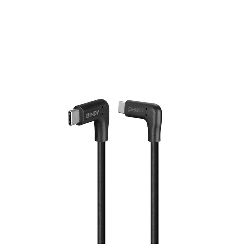 Lindy 1m USB 3.2 pravouhlý USB-C na pravouhlý USB-C kábel, 10Gbps