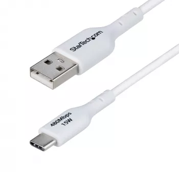 StarTech.com 1m USB-A na USB-C nabíjací kábel, nabíjanie a synchronizácia, 3A, USB 2.0, TPE plášť – biely USB nabíjací kábel