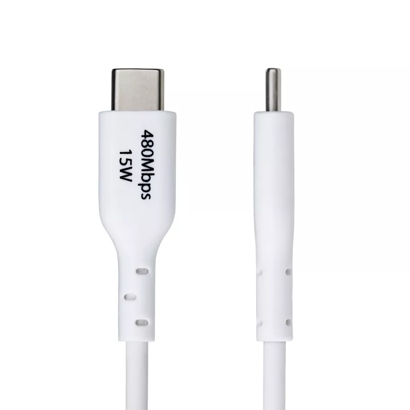 StarTech.com 1m USB-A na USB-C nabíjací kábel, nabíjanie a synchronizácia, 3A, USB 2.0, TPE plášť – biely USB nabíjací kábel