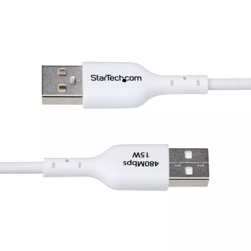StarTech.com 1m USB-A na USB-C nabíjací kábel, nabíjanie a synchronizácia, 3A, USB 2.0, TPE plášť – biely USB nabíjací kábel