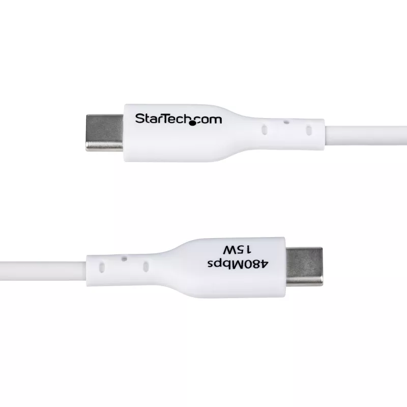 StarTech.com 1m USB-A na USB-C nabíjací kábel, nabíjanie a synchronizácia, 3A, USB 2.0, TPE plášť – biely USB nabíjací kábel