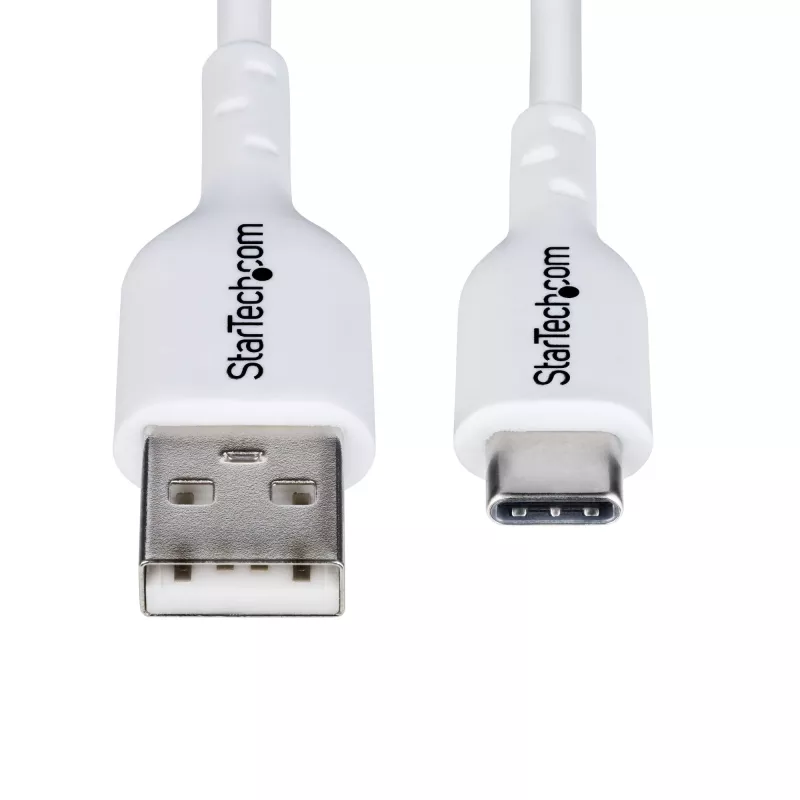 StarTech.com 1m USB-A na USB-C nabíjací kábel, nabíjanie a synchronizácia, 3A, USB 2.0, TPE plášť – biely USB nabíjací kábel