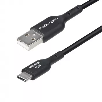 StarTech.com 3ft (1m) USB-A na USB-C nabíjací kábel, nabíjanie a synchronizácia, 3A, USB 2.0, TPE plášť – čierny USB nabíjací kábel