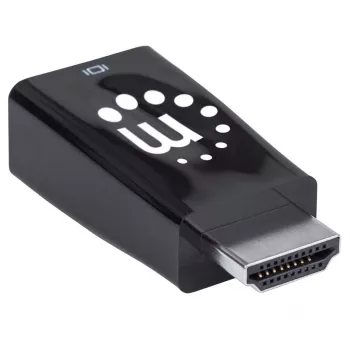 Manhattan HDMI na VGA (s audiom) konvertor, 1080p, konektor samec na konektor samica, Micro-USB vstup pre napájanie v prípade potreby, čierna, trojročná záruka
