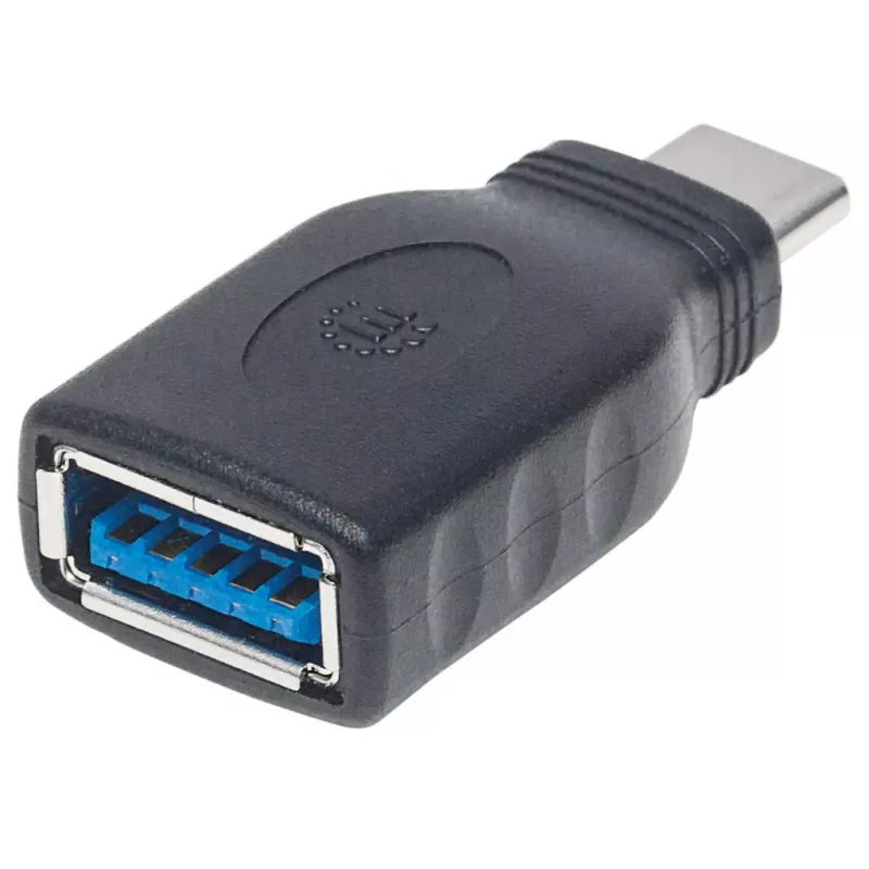 Manhattan USB-C na USB-A adaptér, konektor samec na konektor samica, 5 Gbit/s (USB 3.2 Gen1, aj USB 3.0), SuperSpeed USB, čierny, doživotná záruka, zodpovedá USB31CAADG