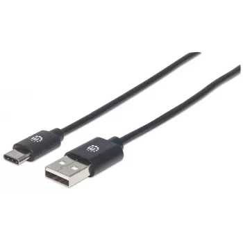 Manhattan USB-C na USB-A kábel, 3 m, konektor samec na konektor samec, 480 Mbit/s (USB 2.0), Hi-Speed USB, čierna, doživotná záruka