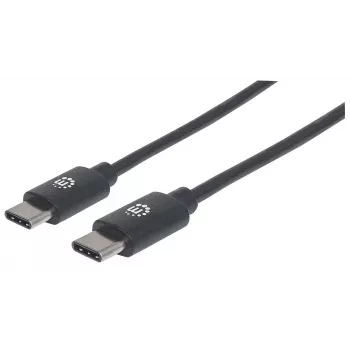 Manhattan USB-C na USB-C kábel, 2 m, konektor samec na konektor samec, čierna, 480 Mbit/s (USB 2.0), 3 A, Hi-Speed USB, doživotná záruka, zodpovedá USB2CC2M