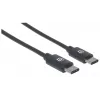 Manhattan USB-C na USB-C kábel, 2 m, konektor samec na konektor samec, čierny, 480 Mbit/s (USB 2.0), 3 A, Hi-Speed USB, doživotná záruka, zodpovedá USB2CC2M
