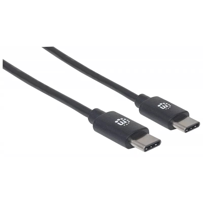 Manhattan USB-C na USB-C kábel, 2 m, konektor samec na konektor samec, čierny, 480 Mbit/s (USB 2.0), 3 A, Hi-Speed USB, doživotná záruka, zodpovedá USB2CC2M