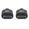 Manhattan USB-C na USB-C kábel, 2 m, konektor samec na konektor samec, čierny, 480 Mbit/s (USB 2.0), 3 A, Hi-Speed USB, doživotná záruka, zodpovedá USB2CC2M