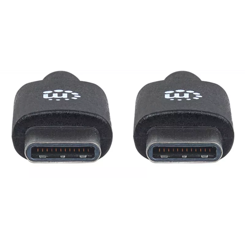 Manhattan USB-C na USB-C kábel, 2 m, konektor samec na konektor samec, čierny, 480 Mbit/s (USB 2.0), 3 A, Hi-Speed USB, doživotná záruka, zodpovedá USB2CC2M