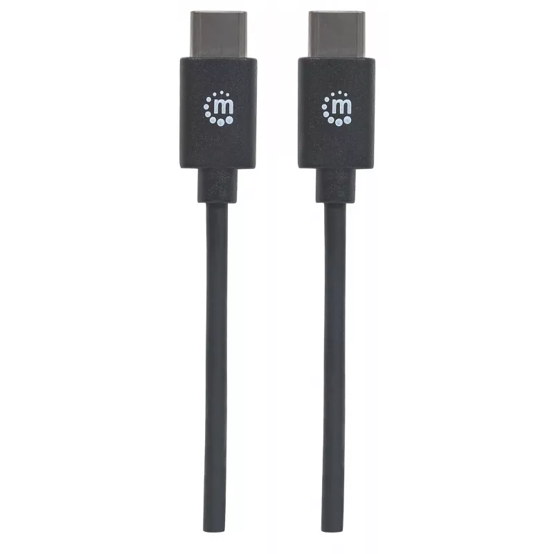Manhattan USB-C na USB-C kábel, 2 m, konektor samec na konektor samec, čierny, 480 Mbit/s (USB 2.0), 3 A, Hi-Speed USB, doživotná záruka, zodpovedá USB2CC2M