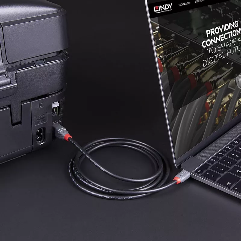 Lindy 1m USB 3.2 Type-C-na-B kábel, Anthra Line