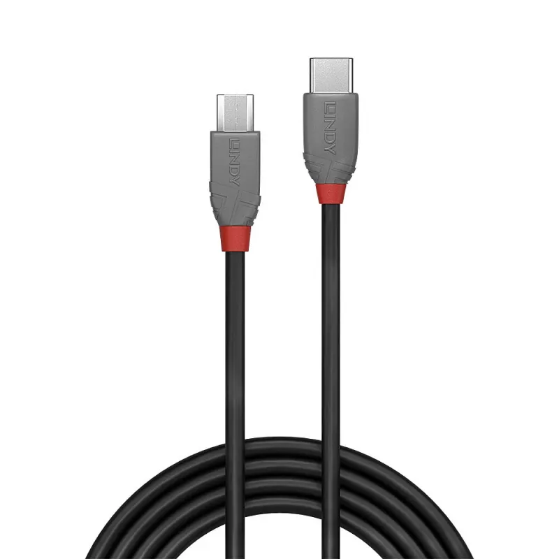 Lindy 3 m USB 2.0 Type-C na Micro-B kábel, Anthra Line