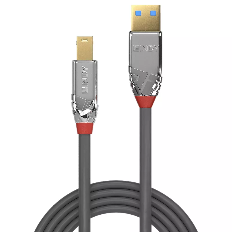 Lindy 1 m USB 3.2 Type-A na B kábel, 5 Gbit/s, Cromo Line