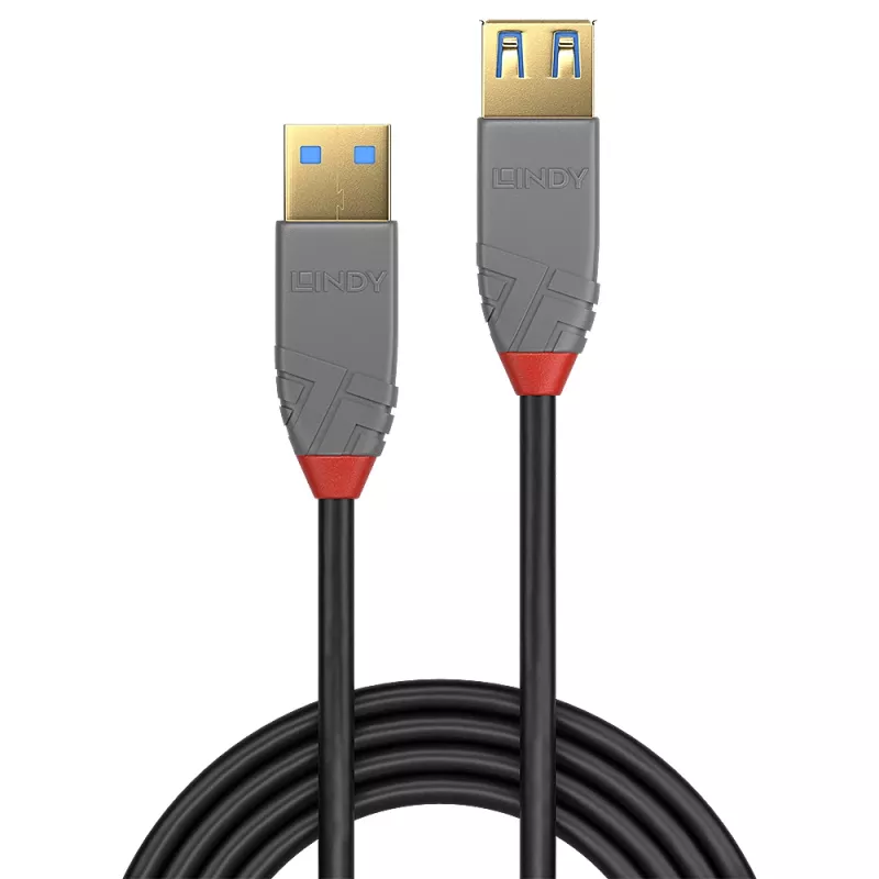 Lindy 0,5 m USB 3.2 Type-A predlžovací kábel, 5 Gbit/s, Anthra Line