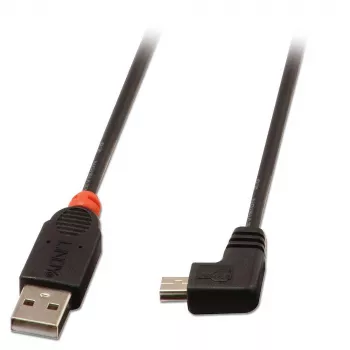 Lindy 1 m USB 2.0 kábel – Type-A na Mini-B, 90° uhol