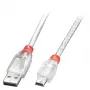 Lindy 3 m USB 2.0 kábel – Type-A na Mini-B, transparentný