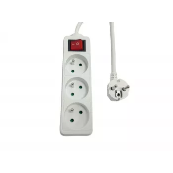 Predlžovacia zásuvka MicroConnect MC-PSOO030150FRW 3-násobná s individuálnymi vypínačmi